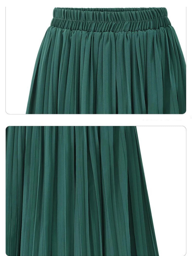 Loose Wide Leg Plus Size Pants Women Summer Fashion Streetwear Pleated Pants Skirts Elastic Waist Culottes Black Green Trousers